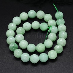 ガラス模造ミャンマー翡翠ビーズ連売り  多面カットラウンド  淡いターコイズ  4mm  穴：1mm  約99個/連  16インチ&nbsp;G-O094-12-4mm-1