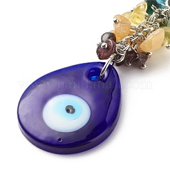 Natural & Synthetic Gemstone Beaded & Handmade Lampwork Pendants Keychain&nbsp;KEYC-JKC00344-01