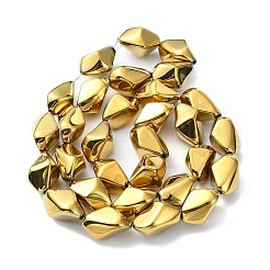 フルメッキ電気メッキガラスビーズ連売り  ナゲット  ゴールド  22x12.5x15mm  穴：1.4mm  約30個/連  25.20''（64センチメートル）&nbsp;EGLA-E060-01A-FP02