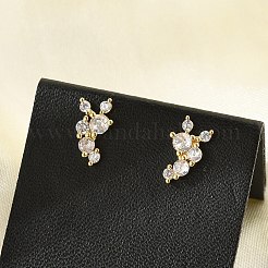 Brass Micro Pave Clear Cubic Zirconia Stud Earrings&nbsp;EJEW-R016-26G-16