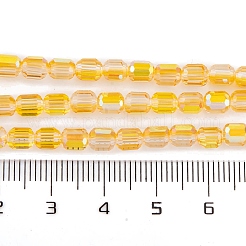 電気メッキガラスビーズセット  多面カット  ABカラー  コラム  きいろ  4x5~6mm  穴：1mm  約80個/連  40~48cm&nbsp;EGLA-D031-01Q