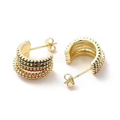 Brass Micro Pave Colorful Cubic Zirconia Stud Earrings&nbsp;EJEW-P254-01G