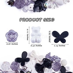 150 Pieces Random Rose Acrylic Beads Bear Pastel Spacer Beads Butterfly Loose Beads for Jewelry Keychain Phone Lanyard Making&nbsp;JX543D