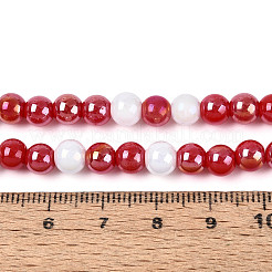 Pearlized Opaque Glass Round Beads Strands&nbsp;EGLA-T029-6mm-11A