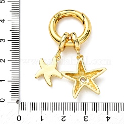 Brass Pave Clear Cubic Zirconia Sea Animals Pendant Decorations&nbsp;KK-C119-10B-G