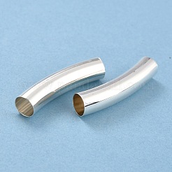 真鍮製チューブビーズ  長持ちメッキ  カーブビーズ  チューブ  925銀メッキ  35x8mm  穴：7mm&nbsp;KK-Y003-90P-S
