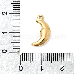 304ステンレスペンダント  フェイスチャーム付きの月  ゴールドカラー  16x8.5x3.5mm  穴：1.2mm&nbsp;STAS-P450-04B-G