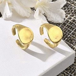 女性用ラウンド 304 ステンレススチール オープン カフ リング  ゴールドカラー  調整可能  12.5mm&nbsp;RJEW-M019-13G