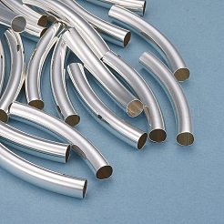 真鍮製チューブビーズ  長持ちメッキ  カーブビーズ  チューブ  925銀メッキ  50.5x7mm  穴：6mm&nbsp;KK-Y003-90L-S