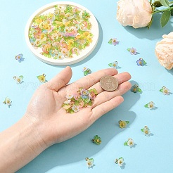 8色のフロストアクリルパーツ40個  花のチャーム  真鍮パーツ  ミックスカラー  15mm  5個/カラー&nbsp;PALLOY-YW00177