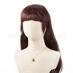 フラットラウンドい銅線で包まれた天然宝石のペンダント ネックレス  304ステンレススチールアズキチェーンネックレス  17.76インチ（45.1cm）&nbsp;NJEW-JN03928