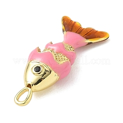 Fish Brass Micro Pave Cubic Zirconia Pendants&nbsp;KK-P342-14B-G04