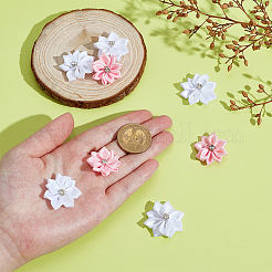 100個 2色の花のポリエステル装飾アクセサリー  ラインストーン付き  ミックスカラー  26.5~28.5x6.5mm  50個/カラー&nbsp;DIY-PH0032-64