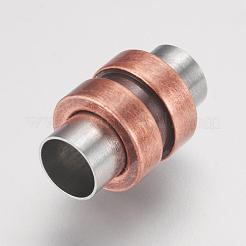 304ステンレススチール製マグネット留め具、接着端付き  コラム  アンティークローズゴールド  16x10mm  穴：6mm&nbsp;STAS-F124-02ARG