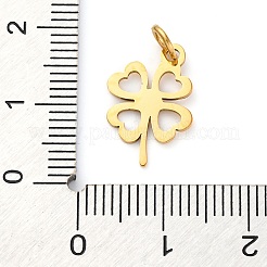 304ステンレスペンダント  18KGP本金メッキ  レーザー切断  クローバー  16x11x1mm  穴：3mm  5個/セット&nbsp;LS-STAS-Q331-01H
