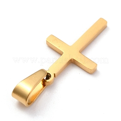 304ステンレスペンダント  ジュエリー作りのための  クロス  ゴールドカラー  20.5x12.5x1.2mm  穴：3.5x7mm&nbsp;STAS-P253-09G