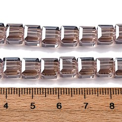 電気メッキガラスビーズセット  キューブ  多面カット  オールドローズ  7x7x7mm  穴：1.4mm  約98~99個/連  26~27.44''（66~69.7センチメートル）&nbsp;EGLA-H108-01A-PL03