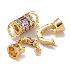 Brass Micro Pave Cubic Zirconia Fold Over Clasps&nbsp;KK-U037-43G-02