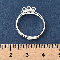 ペンダントを吊るすための調節可能な真鍮製指輪トレイ  6穴ループリングベース  ラックめっき  長持ちメッキ  鉛フリー＆カドミウムフリー  925銀メッキ  5mm  穴：1.6mm  内径：16mm&nbsp;KK-K414-03B-S