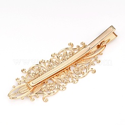 真鍮ワニのヘアクリップ  長持ちメッキ  花  14KGP本金メッキ  98x35x10.5mm&nbsp;KK-I681-01G
