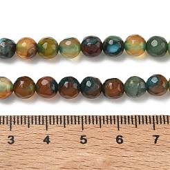 天然石瑪瑙ビーズ連売り  染め＆加熱  ラウンド  多面カット  ミックスカラー  6mm  穴：1mm  約62個/連  14.37~14.76インチ（36.5~37.5cm）&nbsp;G-C082-A01-64