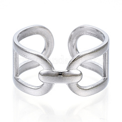 Non-Tarnish 304 Stainless Steel Oval Open Cuff Ring&nbsp;RJEW-N040-14