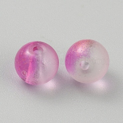 透明艶消しガラスビーズ  スポット模様で丸く  蘭  7x8mm  穴：1.5mm&nbsp;GLAA-WH0032-21E