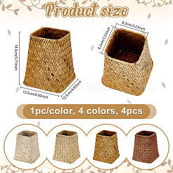4Pcs 4 Colors Straw Wickerwork Flower Baskets&nbsp;AJEW-WA0004-20