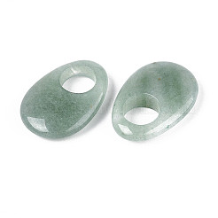 天然グリーンアベンチュリンの大きな穴のペンダント  卵チャーム  35~36.5x24.5~25.5x7~8mm  穴：12~12.5mm&nbsp;G-N348-06B-05