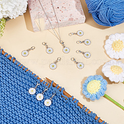 40Pcs Daisy Alloy Enamel Pendant Locking Stitch Markers&nbsp;HJEW-NB00206