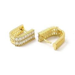 クリア キュービックジルコニア アーチ フープ ピアス  女性のための真鍮のアクセサリー  ライトゴールド  16x13x7.5mm  ピン：0.8mm&nbsp;EJEW-E273-14LG
