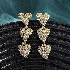 Brass Micro Pave Clear Cubic Zirconia Stud Earrings&nbsp;EJEW-H158-10G