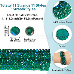 11 Strands 11 Styles Electroplate Glass Beads Strands&nbsp;EGLA-TA0003-01A