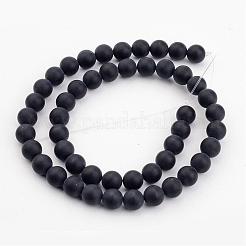 染色・加熱された天然黒瑪瑙ビーズ連売り  艶消し  ラウンド  4mm  穴：0.8mm  約92~95個/連  15インチ&nbsp;G-H056-4mm