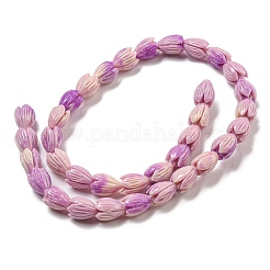 合成サンゴ染めビーズ連売り  マグノリアの花  スミレ  10~10.5x8mm  穴：1mm  約25個/連  9.84''（25センチメートル）&nbsp;CORA-P008-04A-02