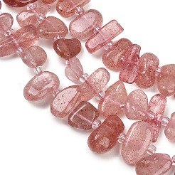 天然石ストロベリークォーツビーズ連売り  ナゲット  8.5~19x3.5~10x3.5~8mm  穴：0.8mm  約43~60個/連  15.75''（40センチメートル）&nbsp;GG-CBA3A44-A02-01