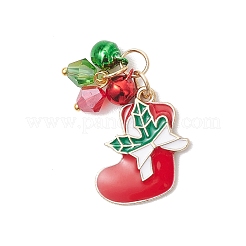クリスマステーマ合金エナメルペンダント  ガラスビーズとジャンプリング付き  混合図形  ミックスカラー  15~31x15~22.5x1~2.5mm  穴：4.5mm  12個/セット&nbsp;PALLOY-JF04149