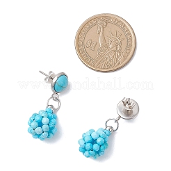Synthetic Turquoise Teardrop Dangle Stud Earrings&nbsp;EJEW-MZ00585
