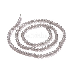 キャッツアイビーズ連売り  ラウンド  多面カット  グレー  3mm  穴：0.2mm  14.17インチ（36cm）  122個/連&nbsp;CE-I005-B24