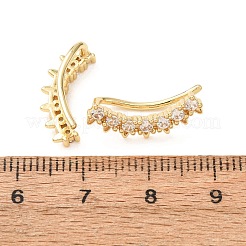Brass Pave Cubic Zirconia Stud Crawler Earrings&nbsp;KK-CBAA351-22G-01
