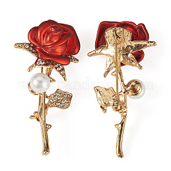2Pcs Valentine's Day Rose Zinc Alloy Crystal Rhinestone Brooches&nbsp;JEWB-TADJ0001-02B