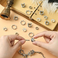 50個5スタイルチベットスタイルアロイスペーサービーズ  クラウン  銀  10~18x6~15mm  10個/スタイル&nbsp;TIBE-CJ0001-30