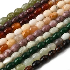 Natural Xiuyan Jade & Carnelian & Jade & Rhodonite & Mahogany Obsidian & Lepidolite & White Jade Beads Strands&nbsp;G-K362-I-02