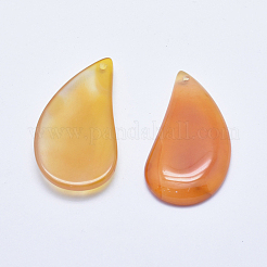天然石瑪瑙ペンダント  染め  ティアドロップ  オレンジ  46~50x24~26x5~7mm  穴：1.5~2mm&nbsp;G-K238-07E