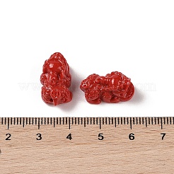 合成サンゴ刻まれたビーズ  染め  ライオン  ファイヤーブリック  9x18x10mm  穴：1.5mm&nbsp;CORA-C001-05