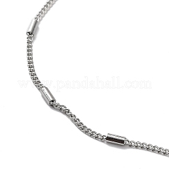 Non-Tarnish 304 Stainless Steel Column Beaded Curb Chains&nbsp;NJEW-D045-08P