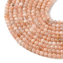 天然石サンストーンビーズ連売り  ラウンド  スムーズ  ライトサーモン  3mm  穴：0.7mm  約122個/連  15.16~15.28インチ（38.5~38.8cm）&nbsp;G-C284-C02-3mm-01