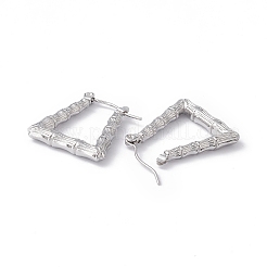 変色しにくい304ステンレススチール台形と竹フープピアス（女性用）  ステンレス鋼色  22.5x19.5x3.5mm  ピン：0.7mm&nbsp;EJEW-G314-07P