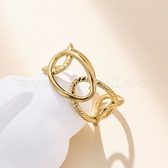 Oval 304 Stainless Steel Open Cuff Ring for Women&nbsp;RJEW-Z083-03G-01