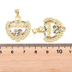 Brass Micro Pave Cubic Zirconia Pendants&nbsp;KK-D232-20G-07